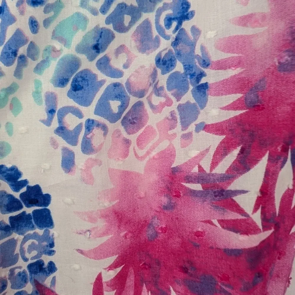 Penelope Mack Pink Blue Watercolor Tropical Sleeveless Girl's Sun Dress 7 NWT